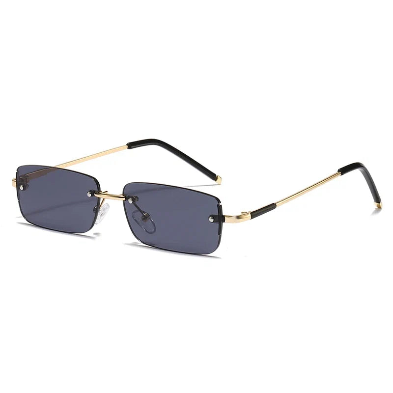 Rimless Rectangle Sonnenbrille – Gold Grau, UV400