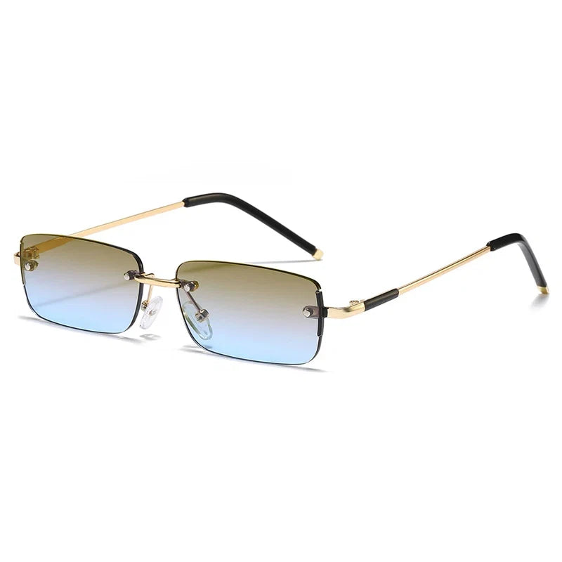Rimless Rectangle Sonnenbrille – Tee Blau, UV400