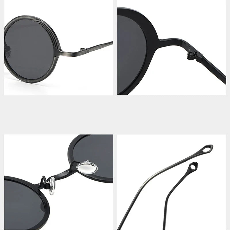 Runde Retro Sonnenbrille aus Metall – UV400