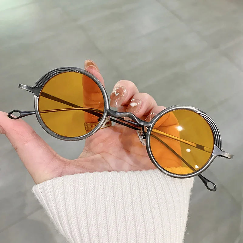 Runde Retro Sonnenbrille aus Metall – UV400