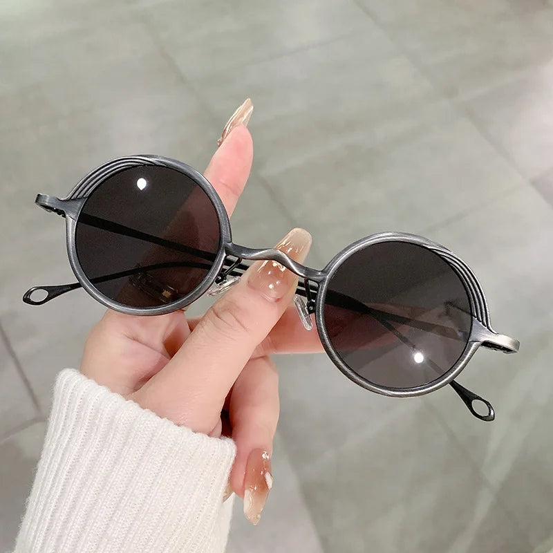 Runde Retro Sonnenbrille aus Metall – UV400