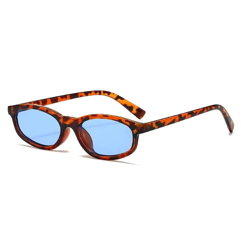 Small Cat-Eye Sonnenbrille – Leopard Blau, UV400