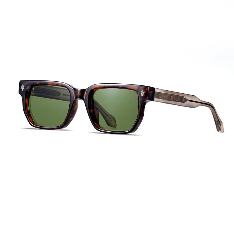 Square Retro Sonnenbrille – Leopard Grün, UV400