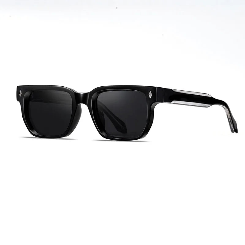 Square Retro Sonnenbrille – Schwarz Grau, UV400