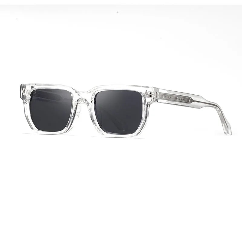 Square Retro Sonnenbrille – Transparent Grau, UV400