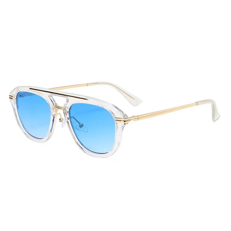 Square Sonnenbrille mit Doppelsteg – Blau, UV400