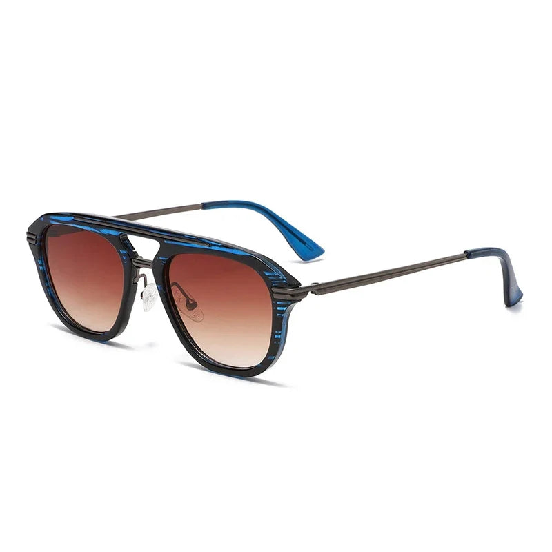 Square Sonnenbrille mit Doppelsteg – Braun, UV400