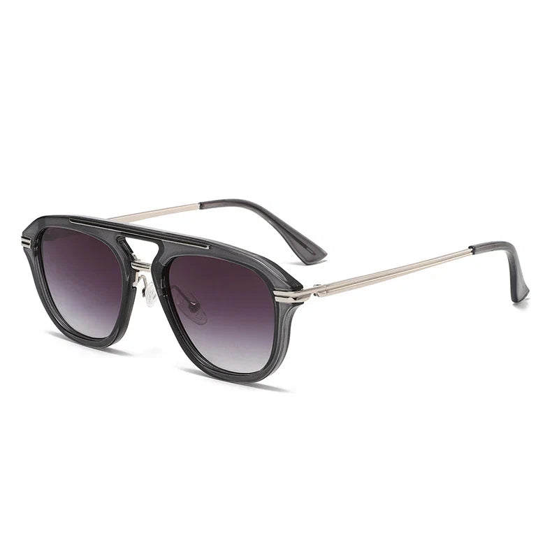 Square Sonnenbrille mit Doppelsteg – Grau, UV400