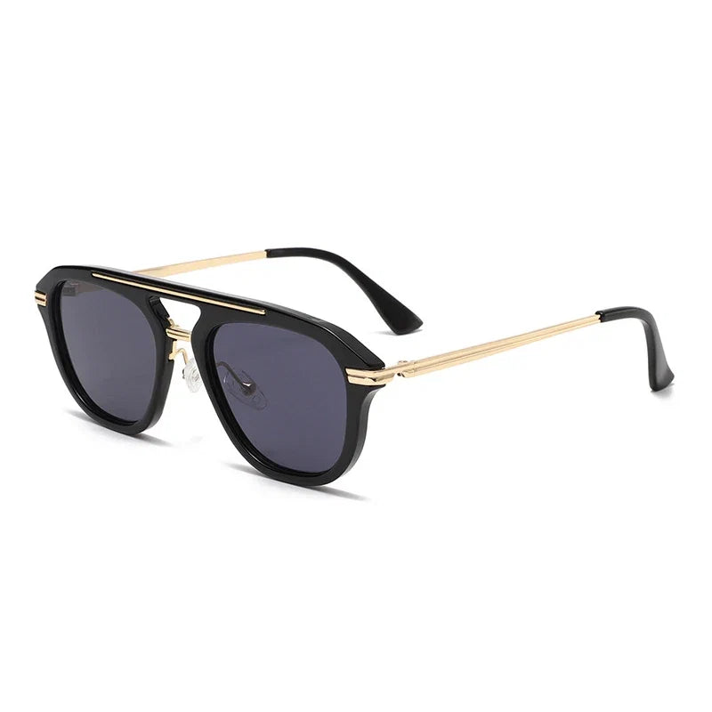 Square Sonnenbrille mit Doppelsteg – Schwarz, UV400