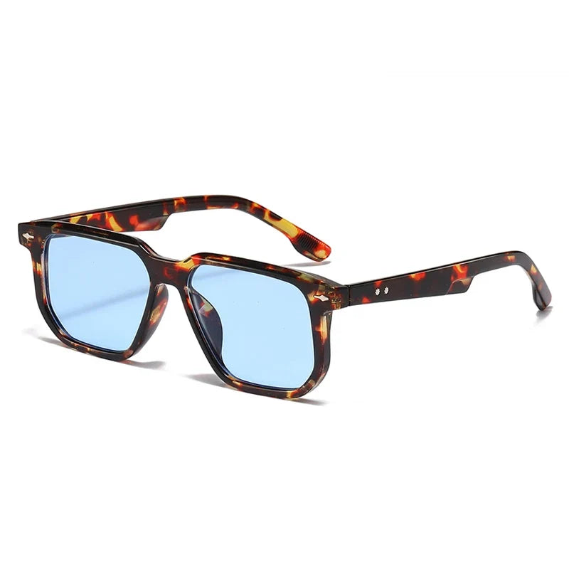 Square Sonnenbrille – Leopard Blau, UV400