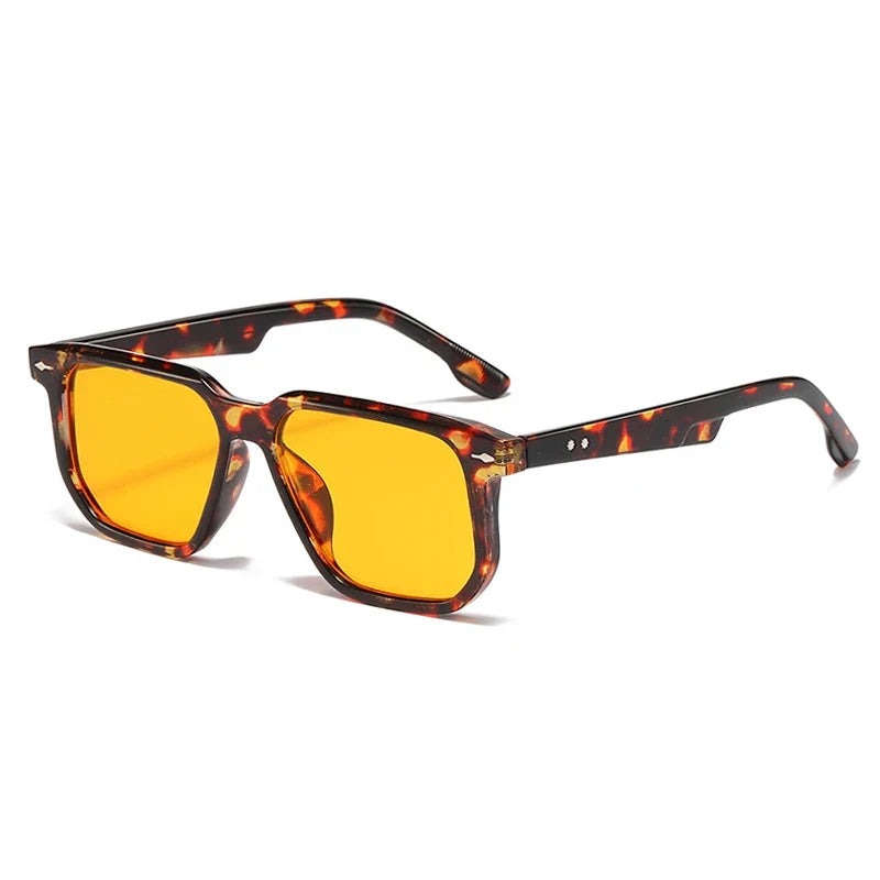 Square Sonnenbrille – Leopard Gelb, UV400