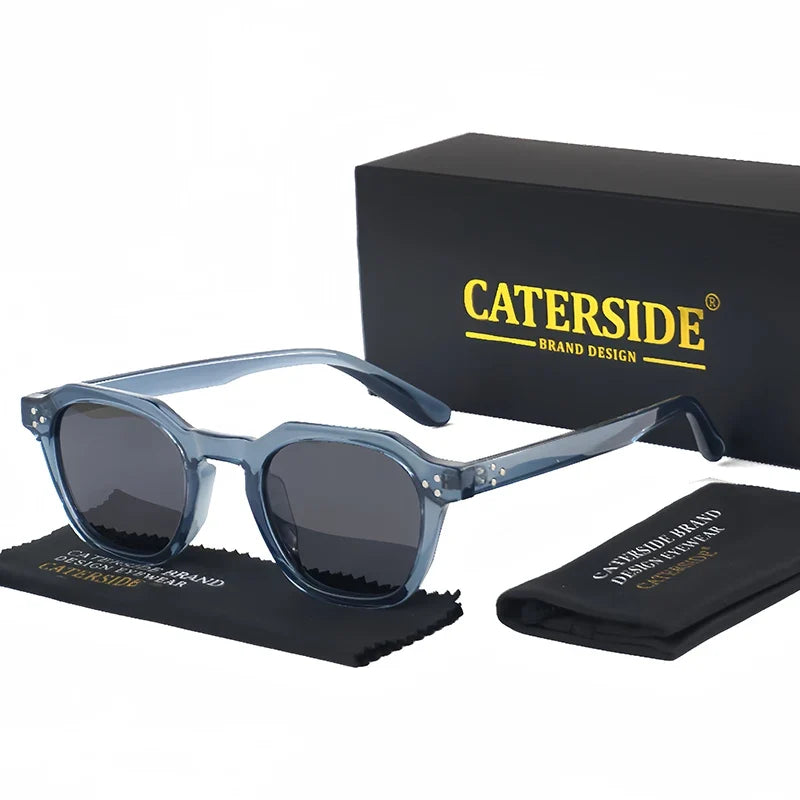 Ultraleichte Polarisierte Retro-Sonnenbrille – Blau Grau, polarisiert, UV400