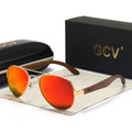 Sonnenbrille aus Walnussholz – Polarisiert & UV400 – Orange, polarisiert, UV400